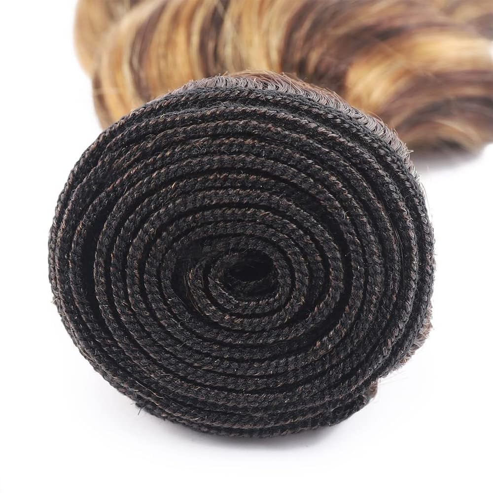 Loiumguu Ombre Highlight Brown Mixed Honey Blonde Human Hair Kinky Curly
