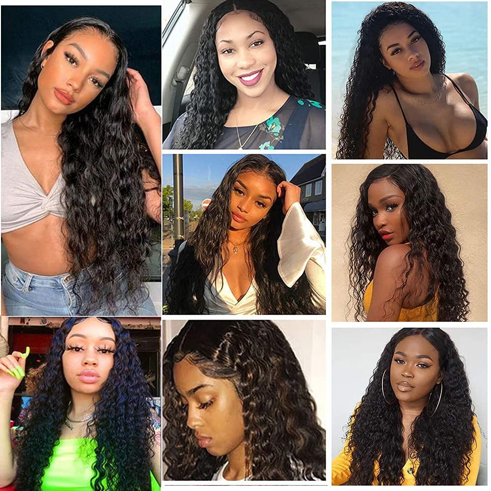 Meaqiiey 1B Water Wave Bundles Human Hair 30 Inch Natural Black Water Wave