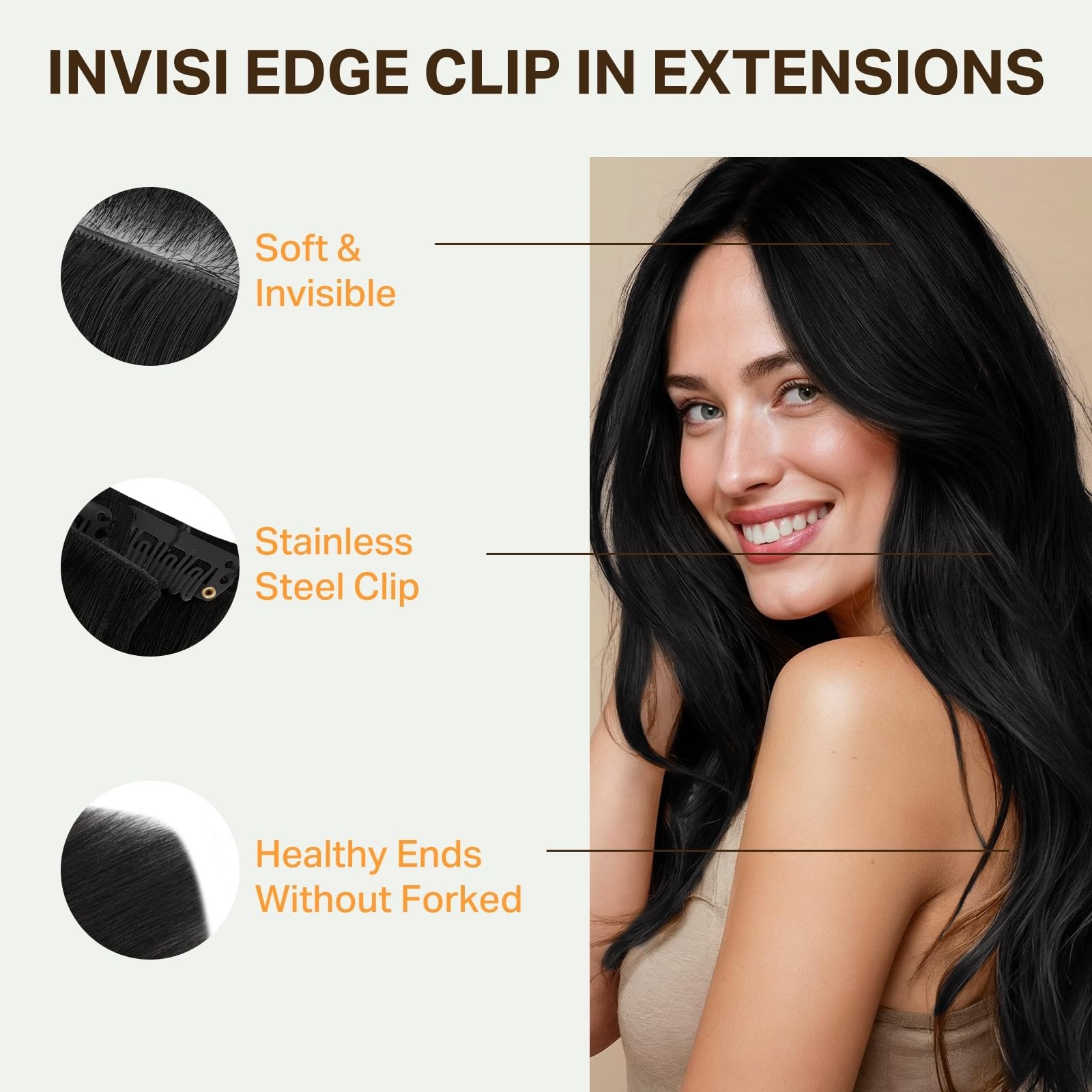 Doores Clip In Hair Extensions Real Human Hair 16 Inch 130G 7Pcs Invisible
