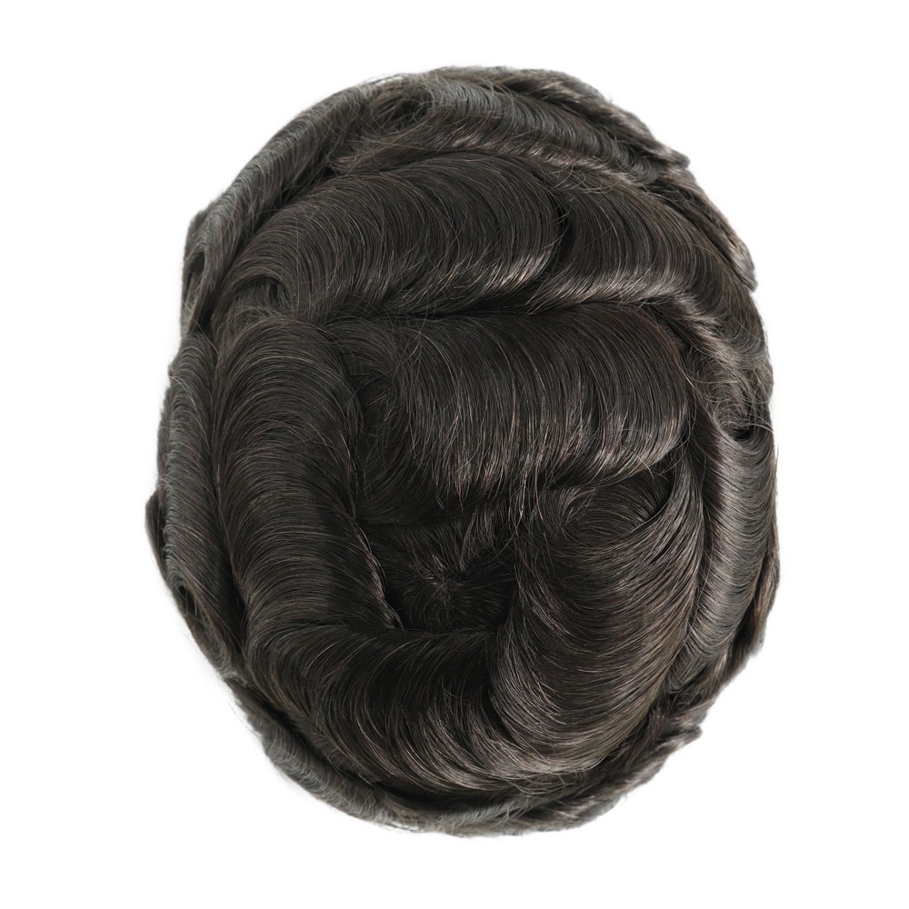 Toupee For Mens Human Hair Replecement System Mono Lace Skin Black Hairpieces ME