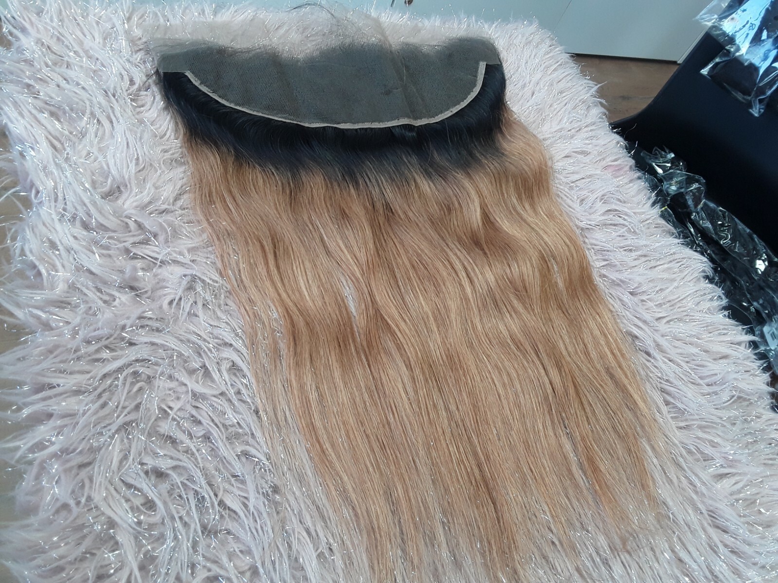 24Inch BRAZILIAN HAIR 2TONE ROOT OMBRE 1B/30# 13X4 LACE FRONTAL STRAIGHT 12A 90g