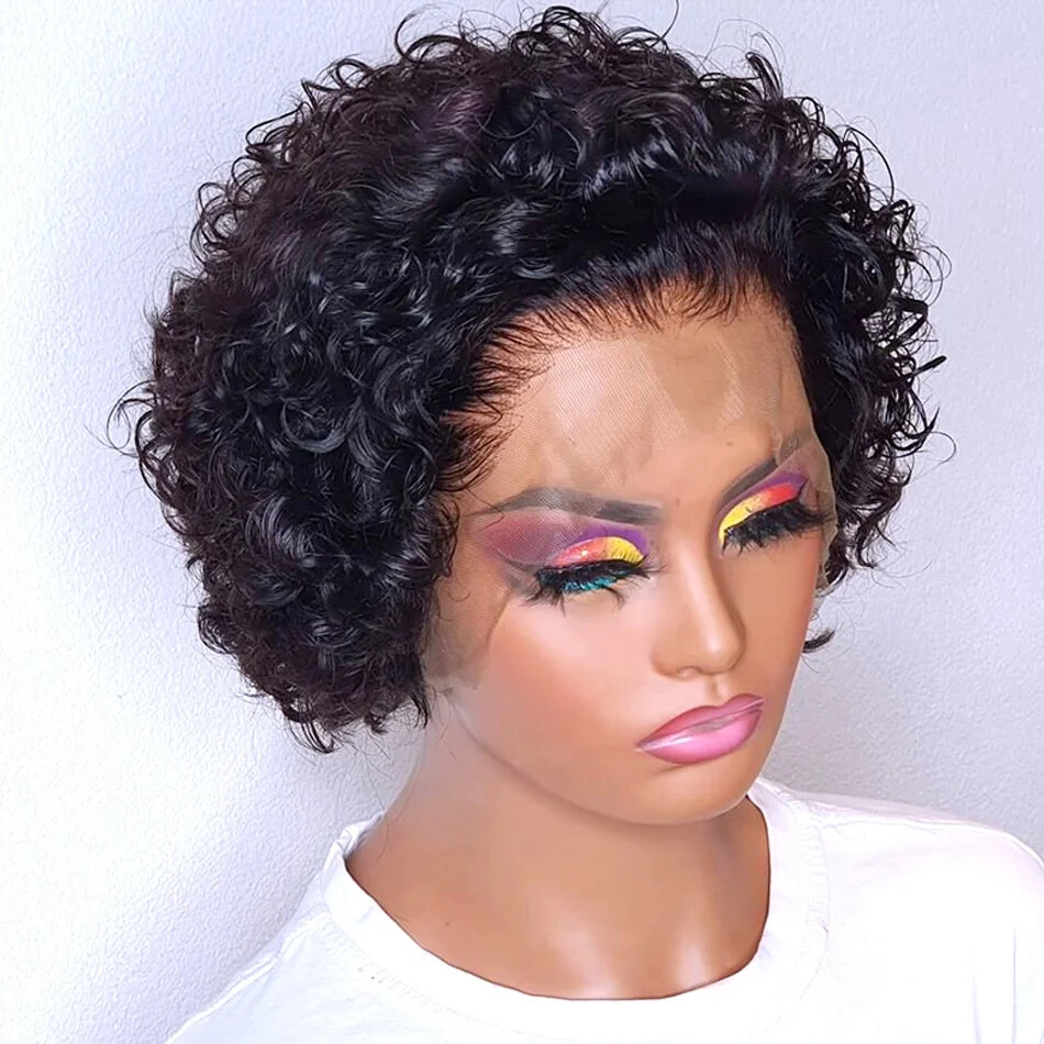 Pixie Cut Human Hair Wig Lace Wig with Baby Hair Cuticle Aligned Pixie Curls