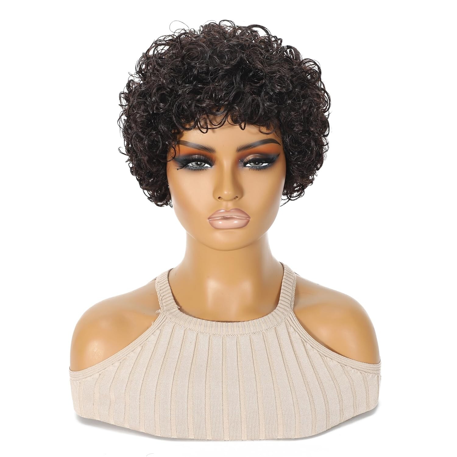 Human Hair Afro Kinky Curly Wig 150% Density Lace Front pixie wig171 Bob Wig 6in