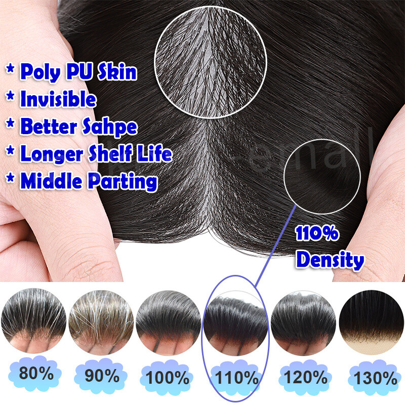 Fine Mono Durable Toupee Men Human Hair Hairpiece Replacement System Hand Tied