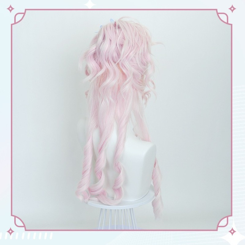 Wednesday Enid Sinclair Pure Pink Long Curly Wig Middle Part Dance Cosplay Party