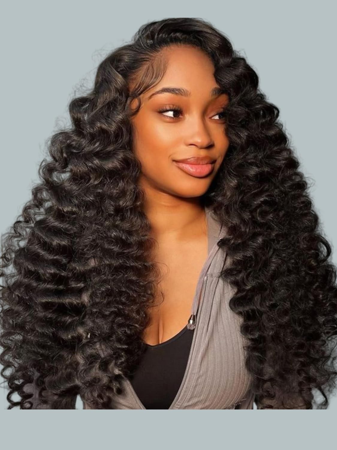 Drawstring Curly Half Wig Human Hair Glueless Wear and Go Loose Curly Full En…