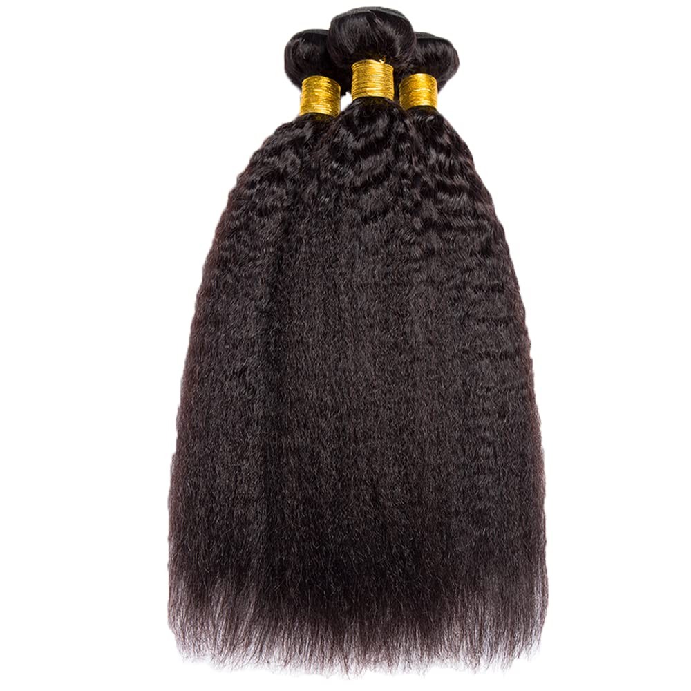 Younghann 28 28 28 Inch Color 1B Bundles Human Hair Kinky Straight Bundles