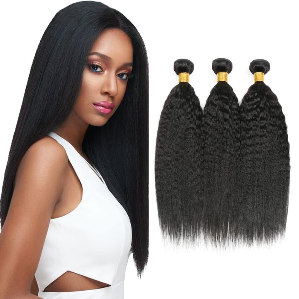 Human Hair Bundles Yaki Straight Bundles 14 16 18 Inch Unprocessed Brazilian …