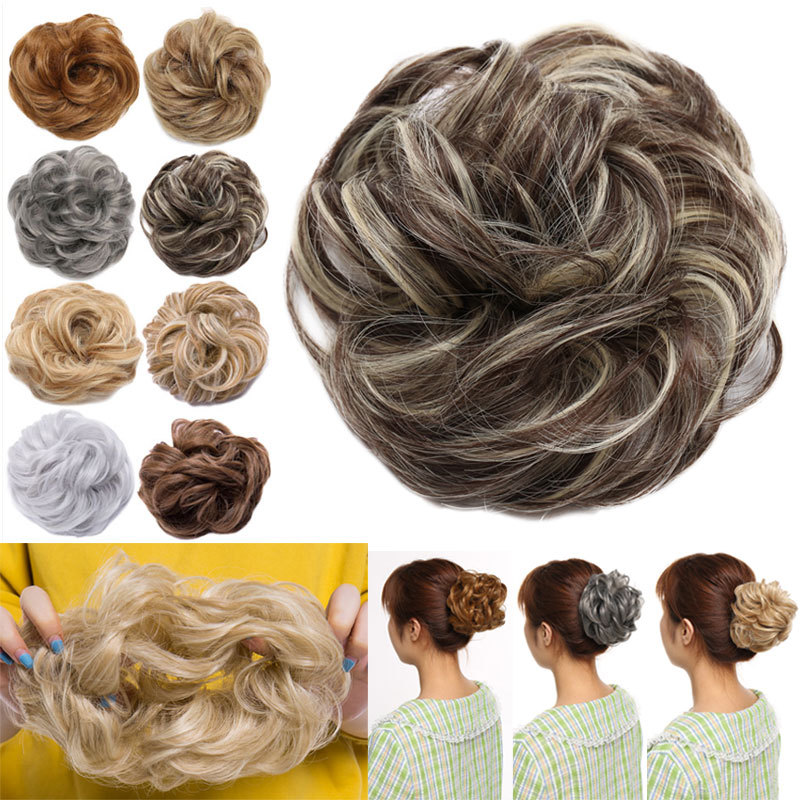 Large Curly Updo Messy Curly Bun Chignon Clip in Hair Piece Extensions THICK FEM