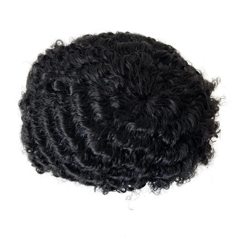 Virgin Human Hair Toupee 10mm Wave 8×10 Mono Lace Unit for Black Men