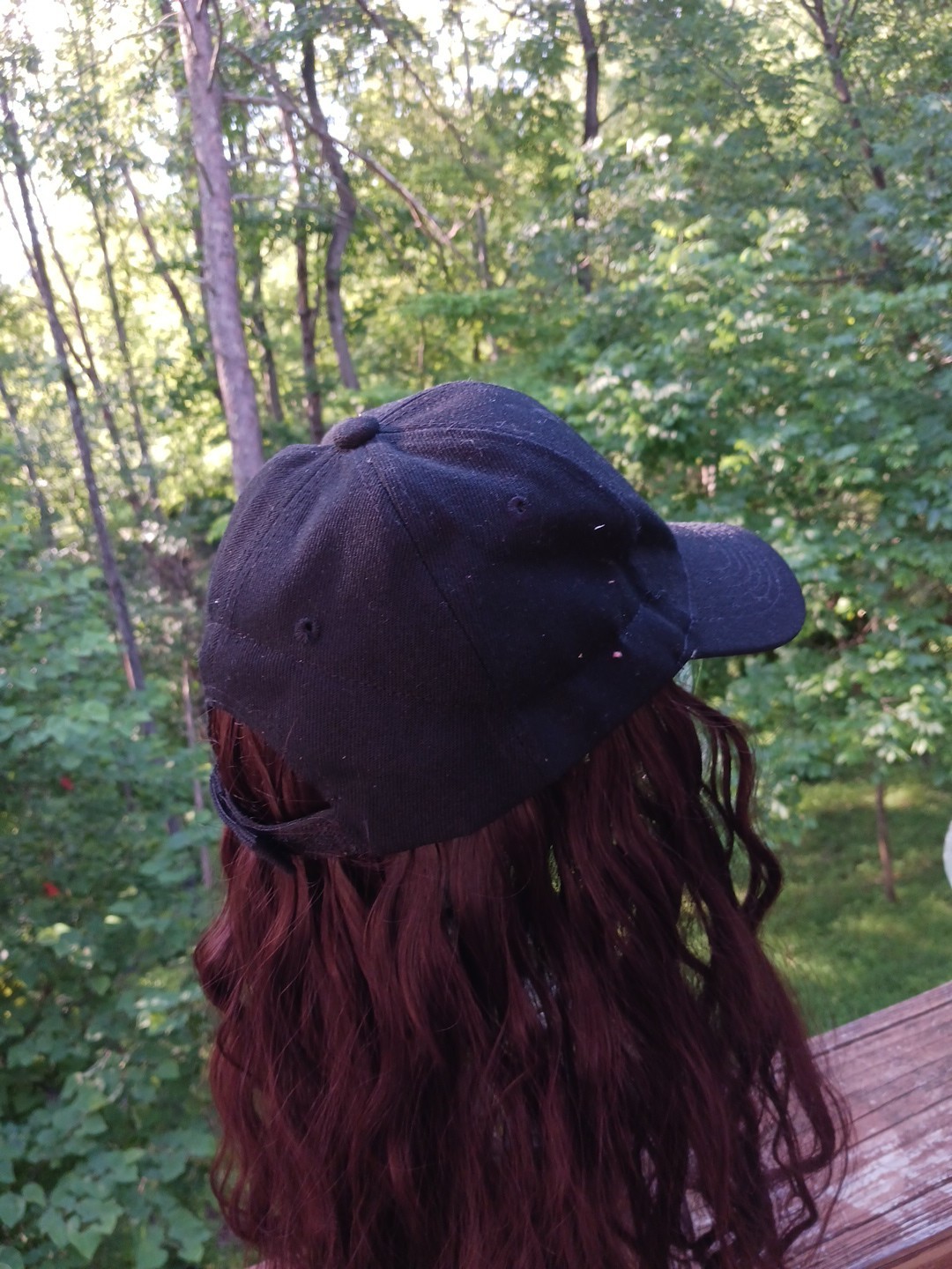 Women Adjustable Baseball Cap Hat Wig Hairpiece SL Curly Dark Brown Casual Hat