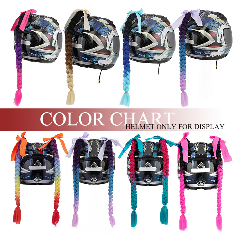 Bicycle Helmet Braids Hair Extension Motorcycle Pigtails Suction Cup Accessories