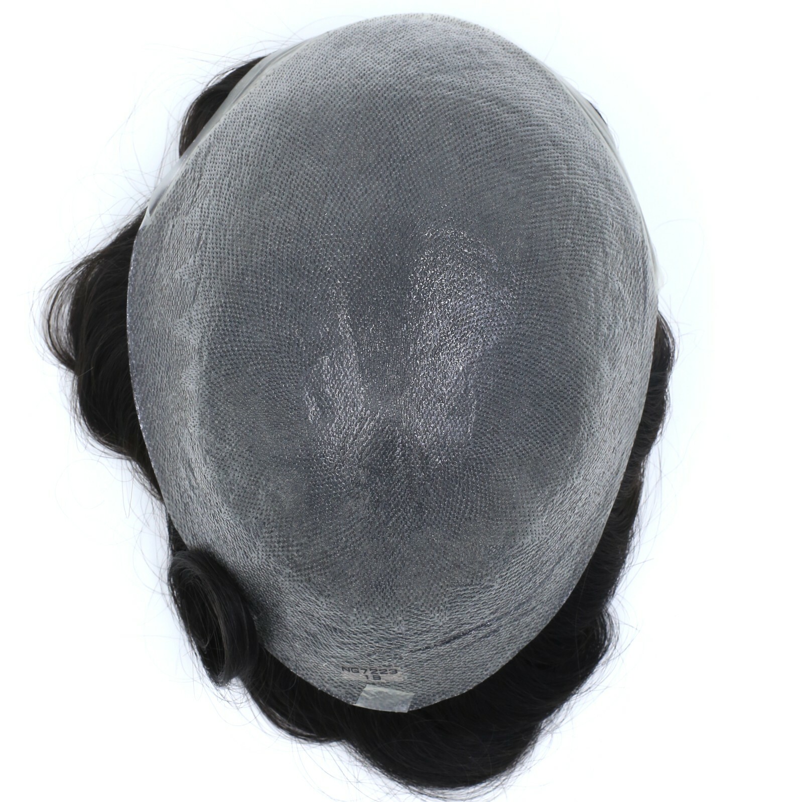 Super Natural Mens Hair Replacement System Thin Skin V Looped Black Toupee #1