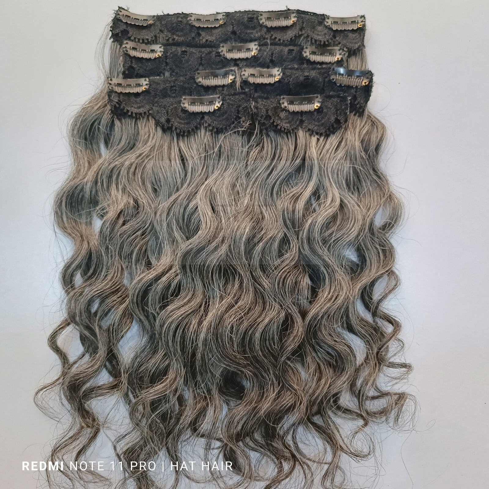 Grey Wavy Clip Hair Extensions-Grey Salt And Pepper Clip Hair Extensions