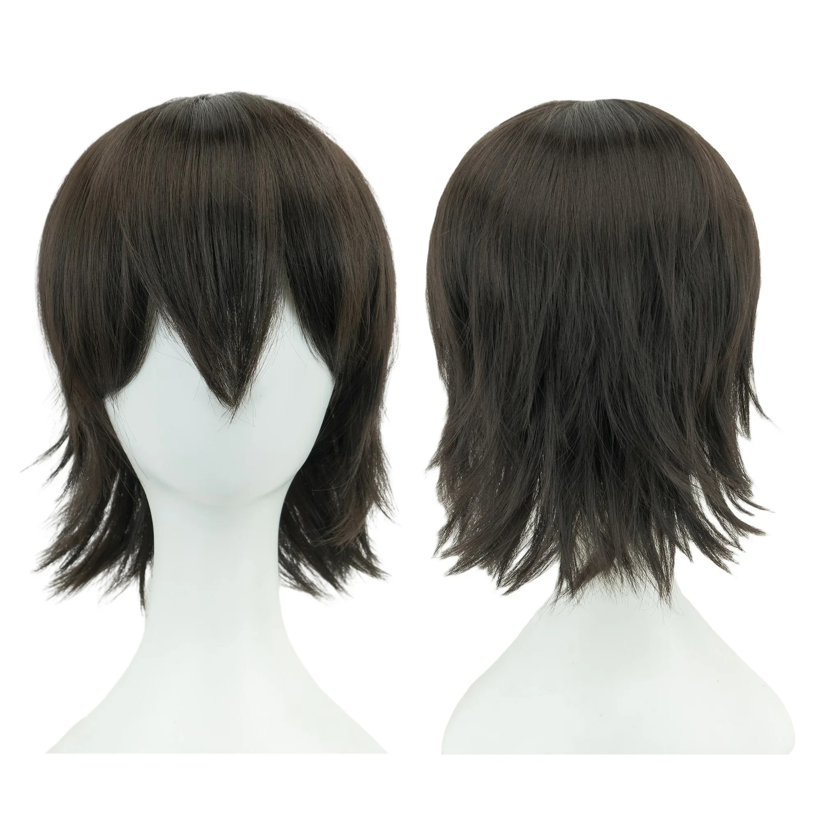 Unisex 12″ Short Bob Cosplay Wig with Bangs Synthetic Halloween Party Wig