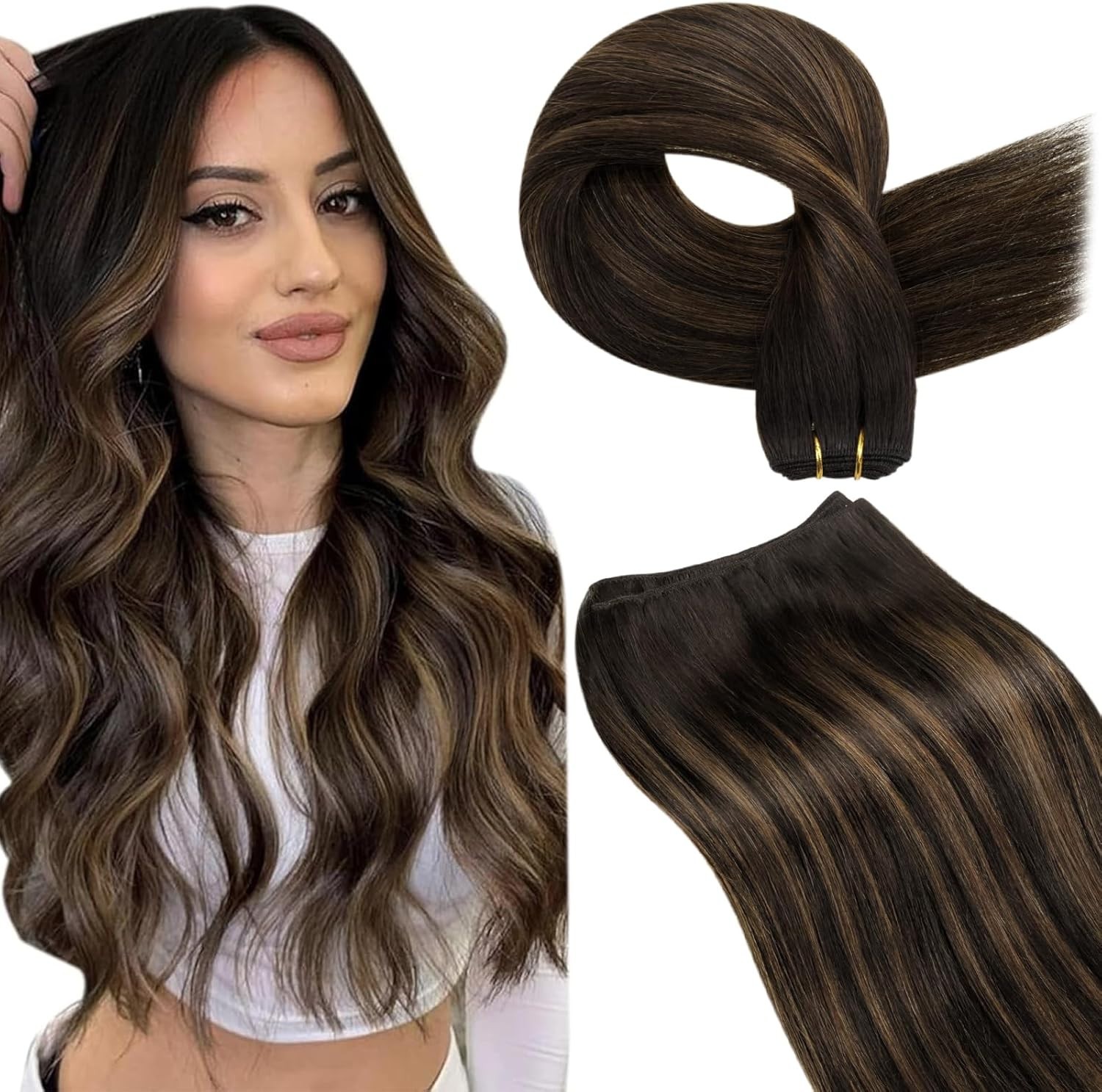 Double Weft Human Hair Extensions Sew in Weft Human Hair Weaves Highlight Colors