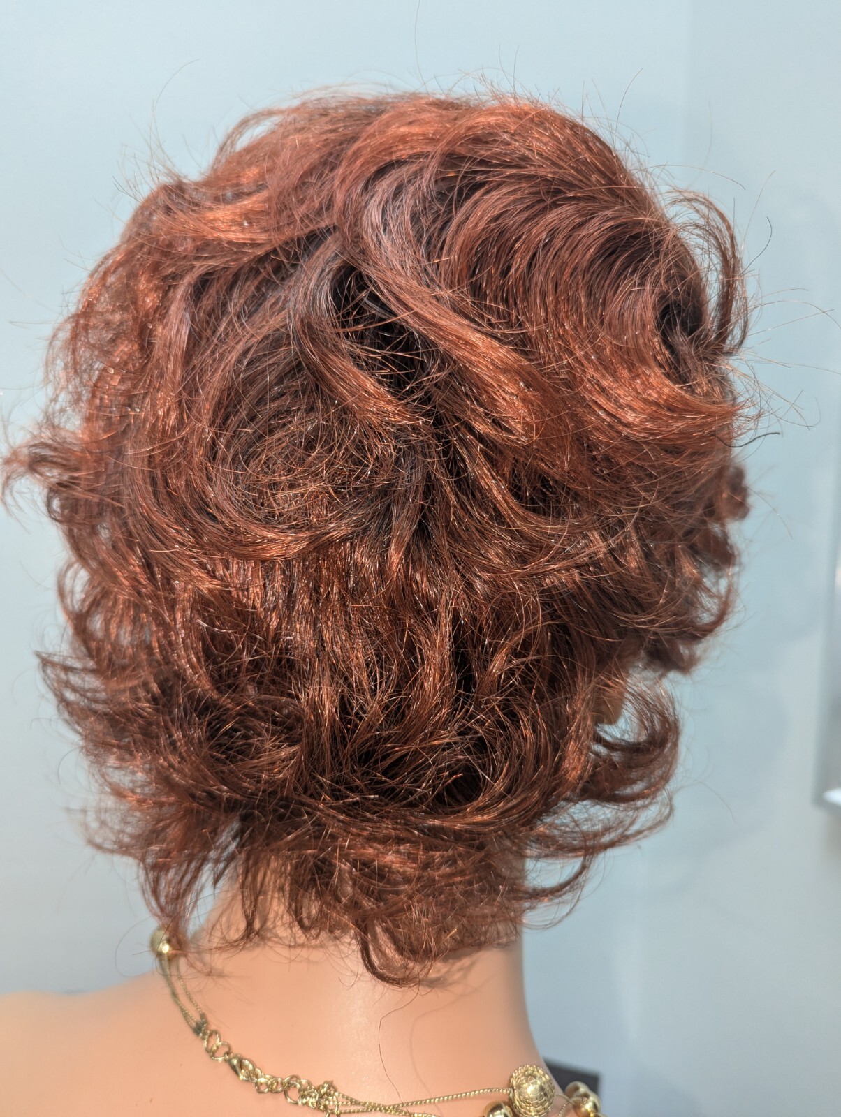 Fashion Synthetic Bangs Flip Back Wig Dark Brown Base #2, Tipped Copper Red #130