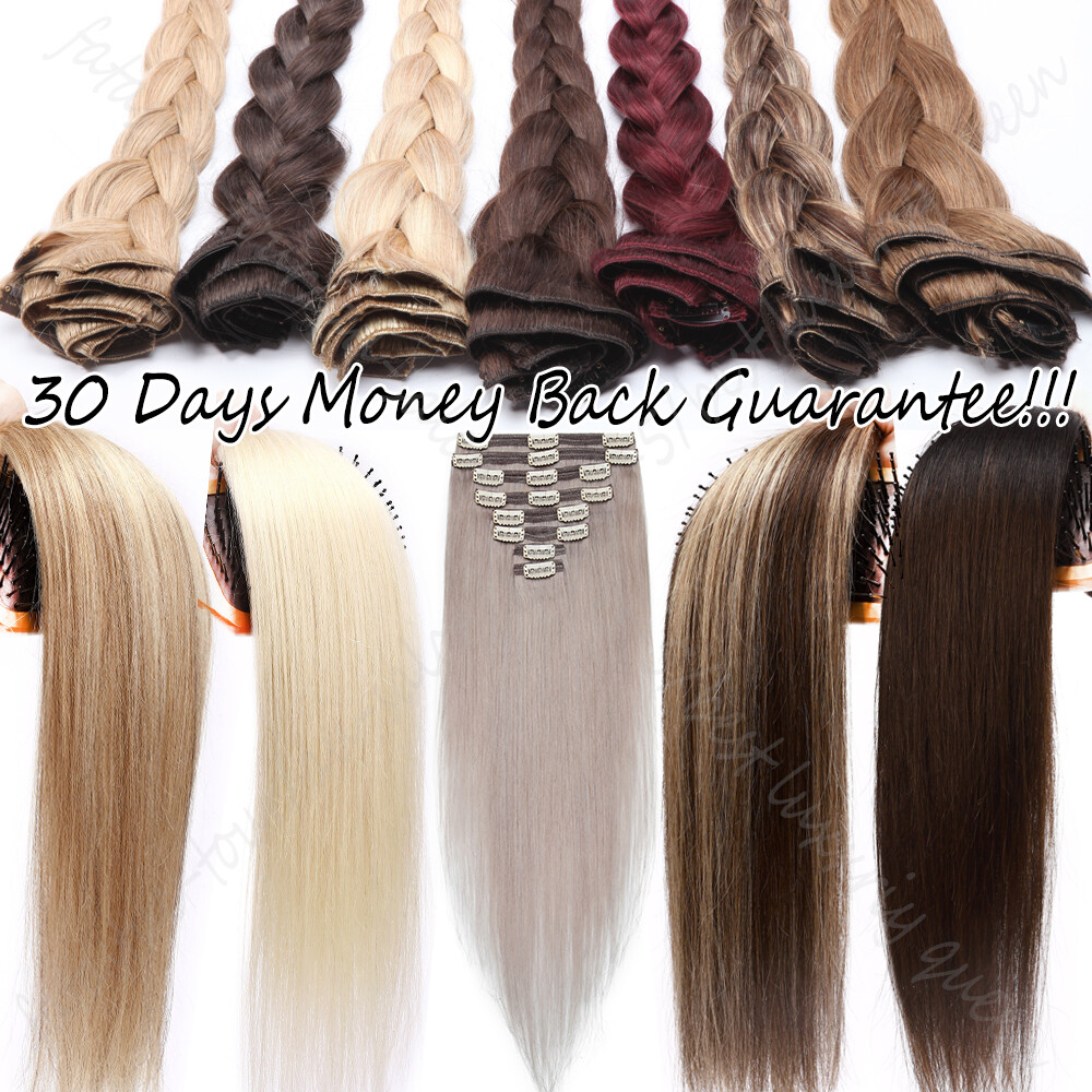 8pcs Clip In Human Hair Extensions Full Head Real Thick Double Weft Gray 150g US