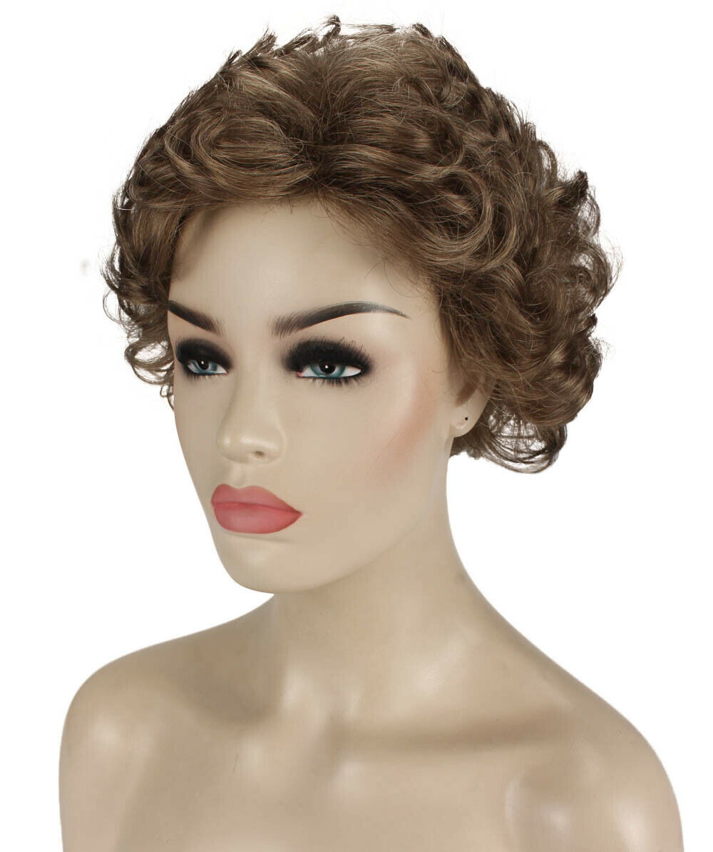 Monroe – Curly Kanekalon Synthetic Fiber Full Wig, 4 – 4.5 in, Ash Light Brown