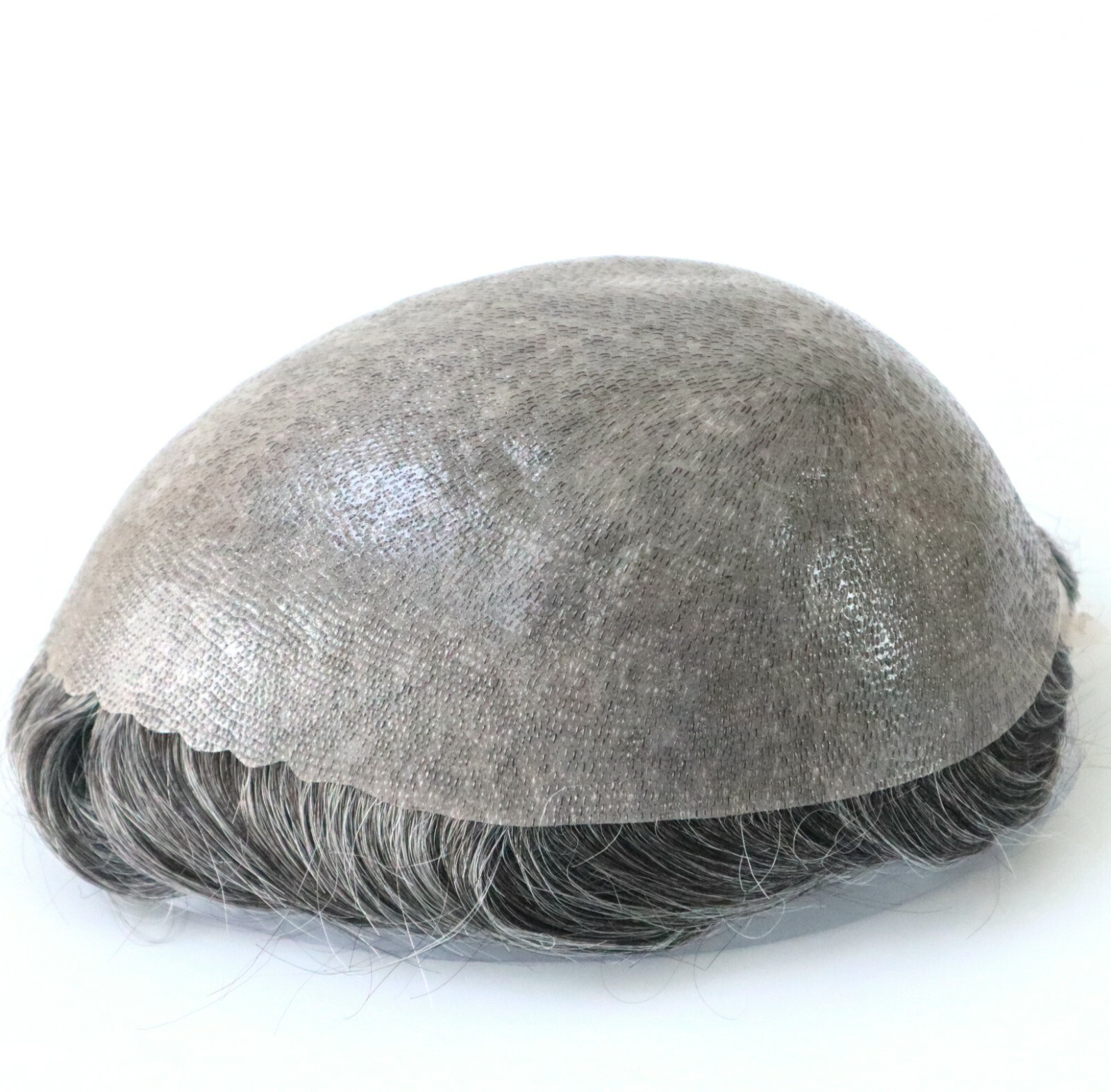 Mens Toupee Hair Replacement System Poly Skin V-looped Human Hairpieces #1B40