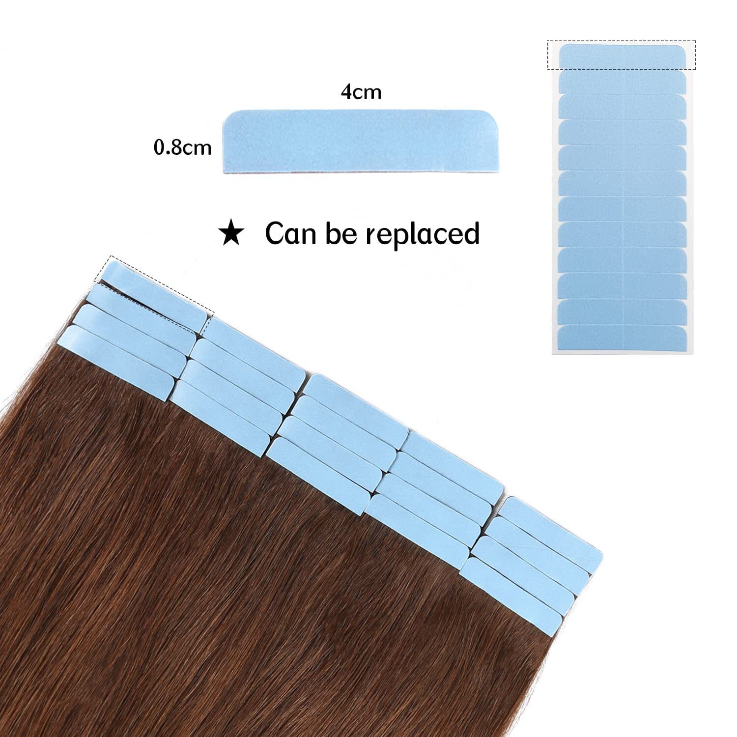 120 Peices Hair Extension Tape Tabs Double Sided Tape 4 x 0.8 cm Adhesive Hum…