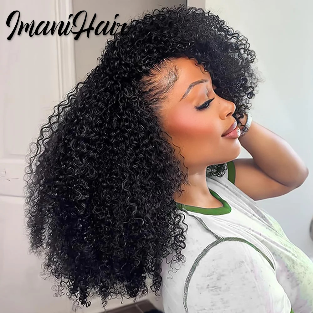 Kinky Curly Half Wig Human Hair Wear and Go Glueless Wigs Curly 3 In1 Wigs for W