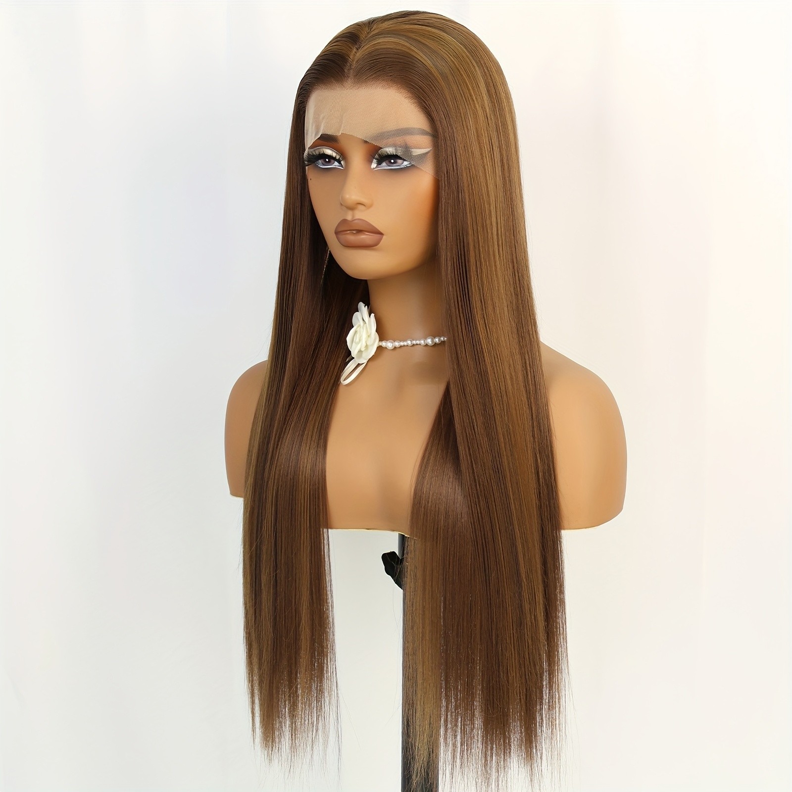 Brown Blonde Highlights 13×4 Pre Plucked Long Straight Lace Front Wigs Glueless