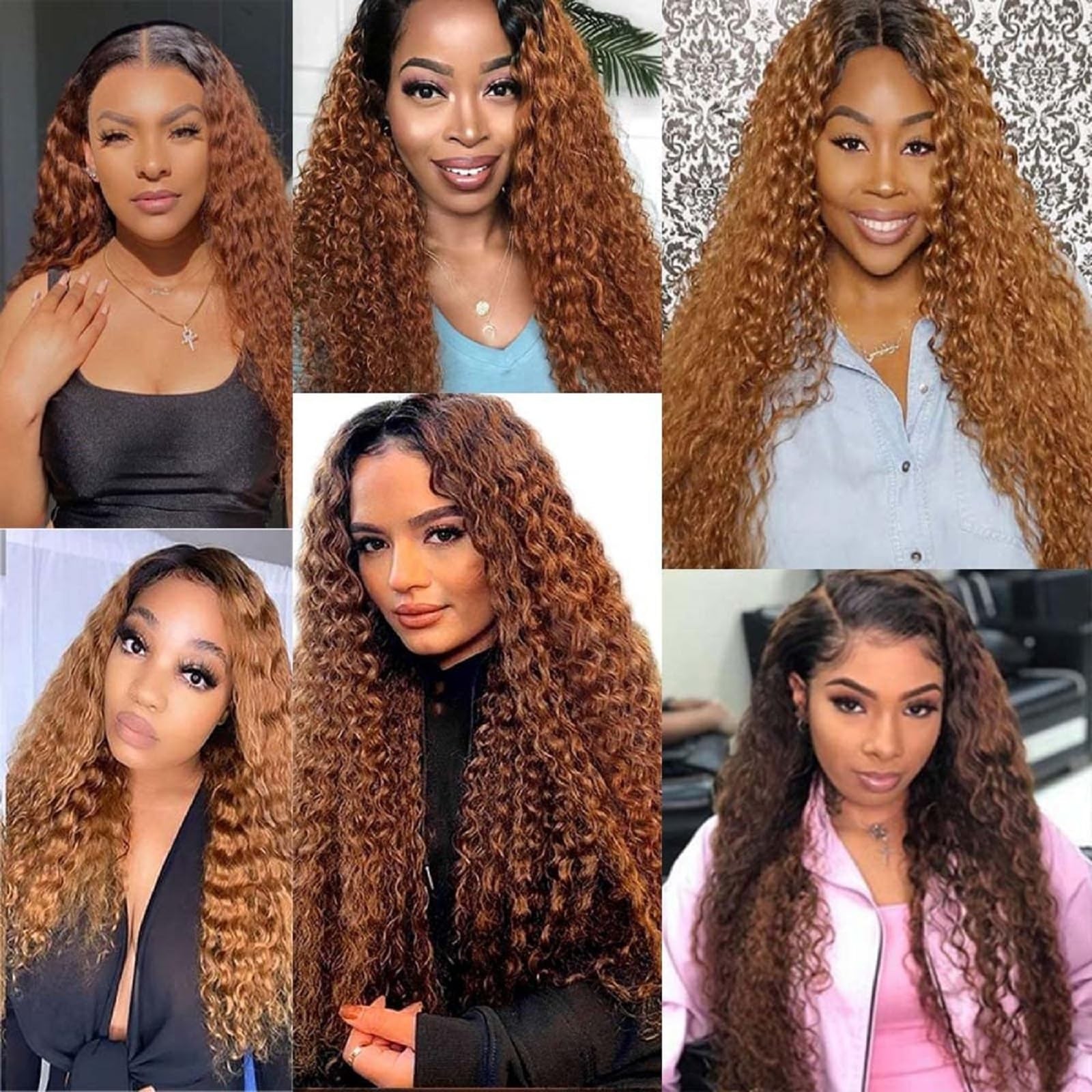 Peenoll 26 28 30 Inch Curly Water Wave Human Hair Bundles Omber Chocolate 30
