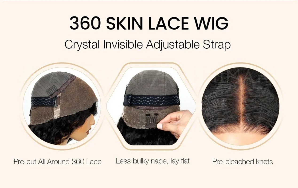 New 22″ Ashimary Water Wave Invisi-Strap Human Hair Lace Frontal Wig
