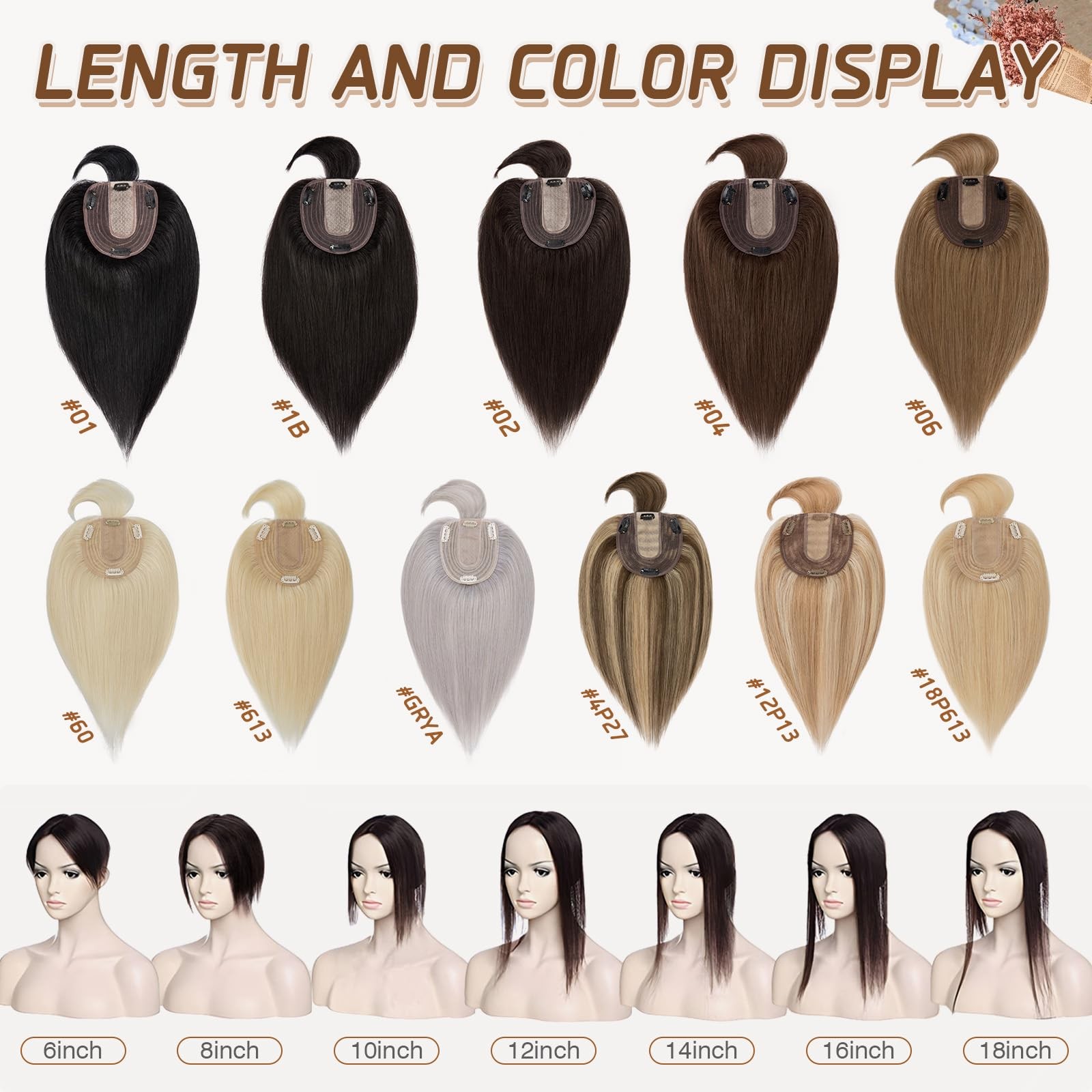 Rich Choices Real Human Hair Toppers For Women Bang 100 Remy Human Hair Topper