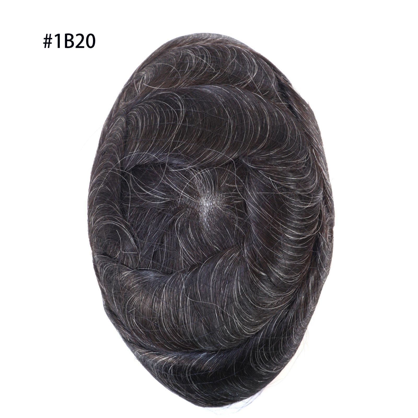 Mens Toupee Human Hair Replacement System Hairpiece Skin 0.04mm Black Grey #1B20