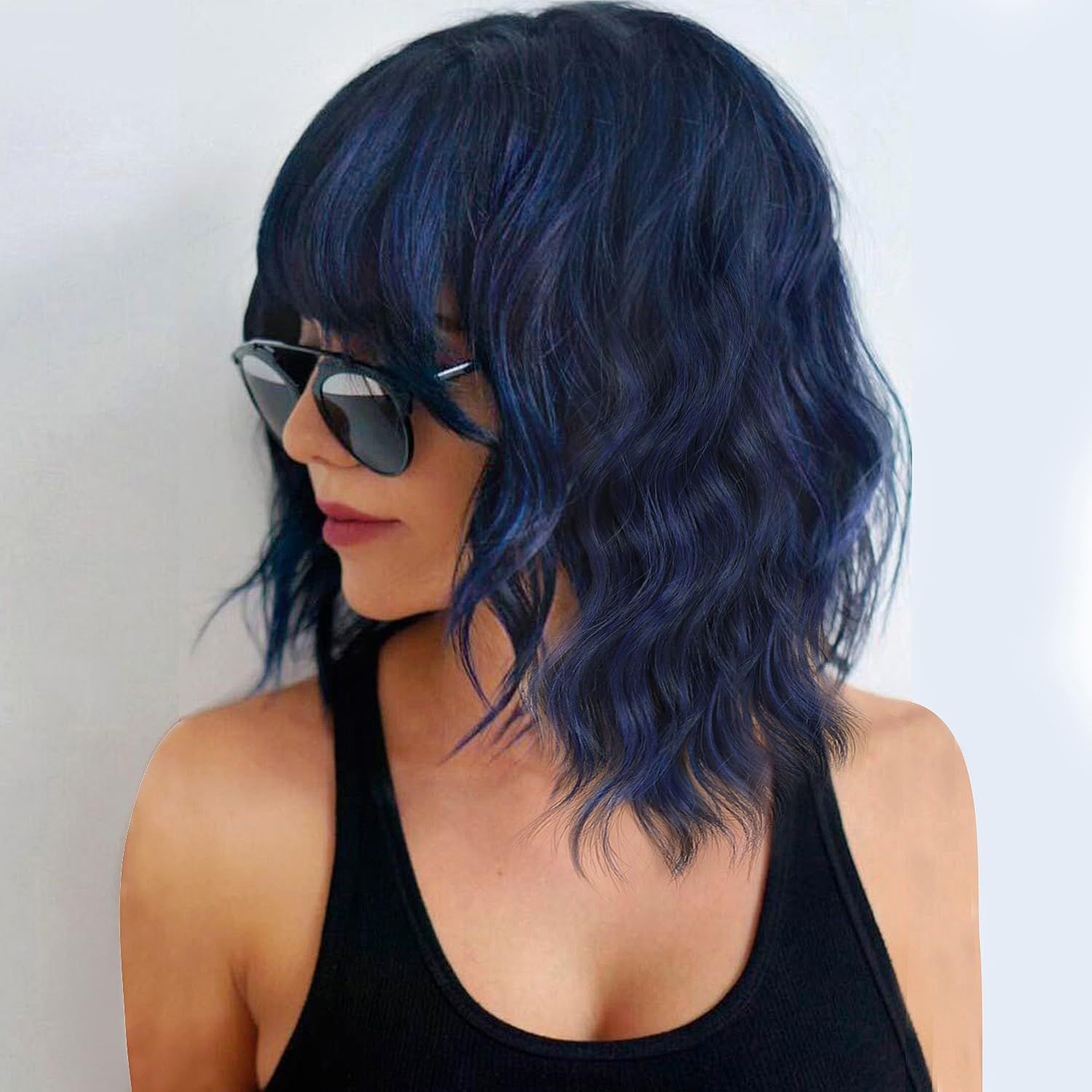 Women Water Wave Curly Cosplay Wig Heat Resistant Synthetic Full Head Wig for