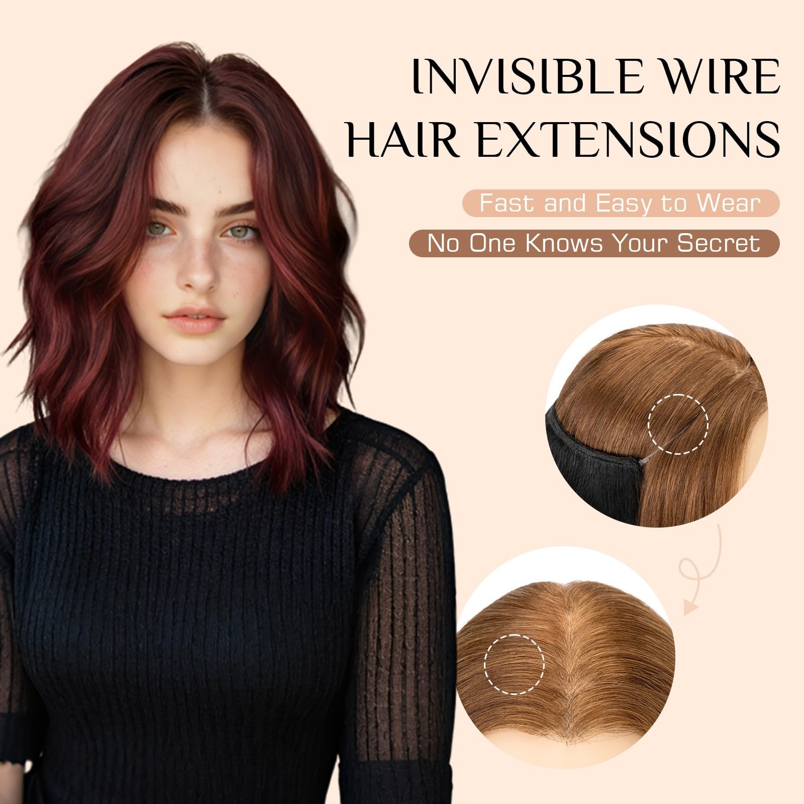 Rich Choices Short Halo Hair Extensions Real Human Hair Wave/Curled Remy Hairs