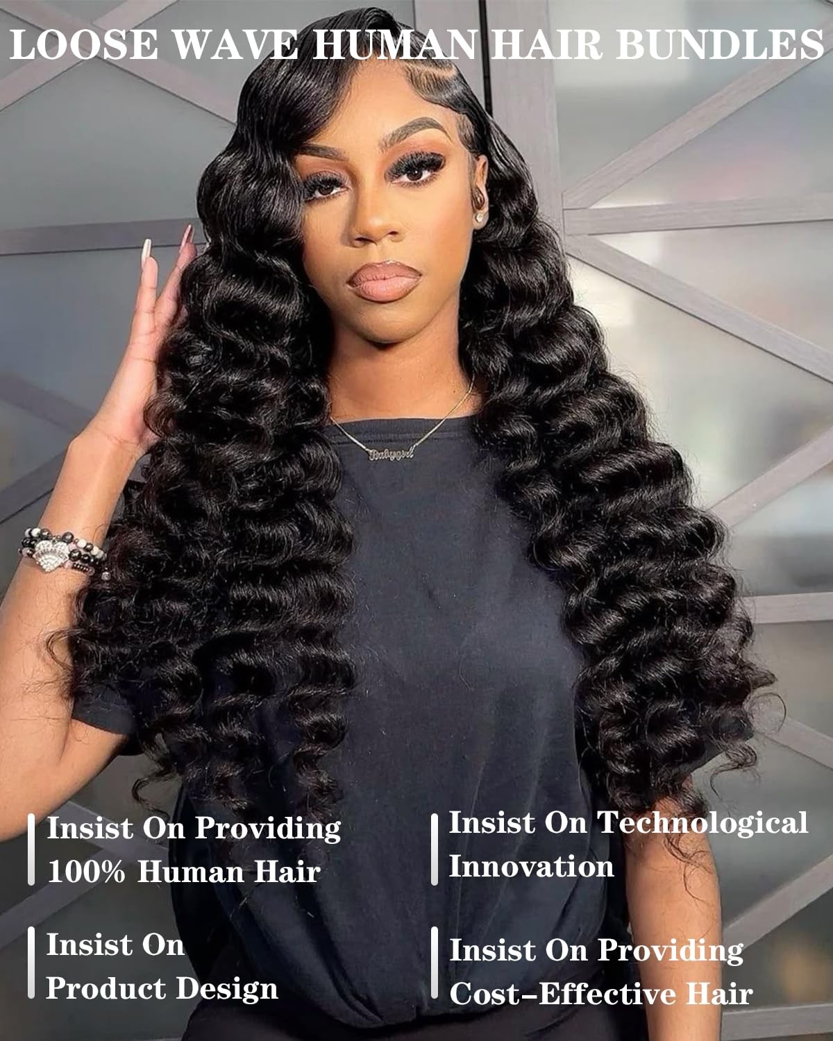 Fashion Vila Loose Wave Bundles Human Hair Closure 14 16 1812 12A Brazilian