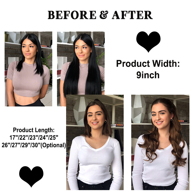 One Piece Extra Thick Clip In Hair Extensions 3/4 Full Head Hairpiece As Human
