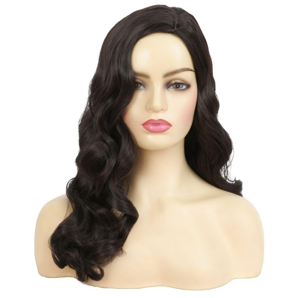 Long Black Curly Wavy Wig for Women Long Finger Wave Heat Resistant Fiber Syn…