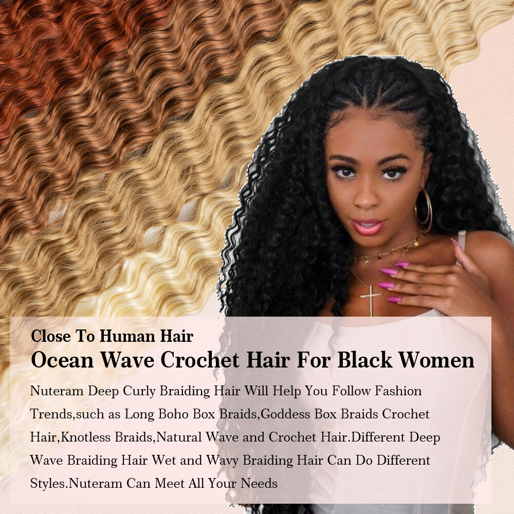 28″ Long Thick Water Wave Hair Extensions Crochet Braids Deep Curly Ocean Weave