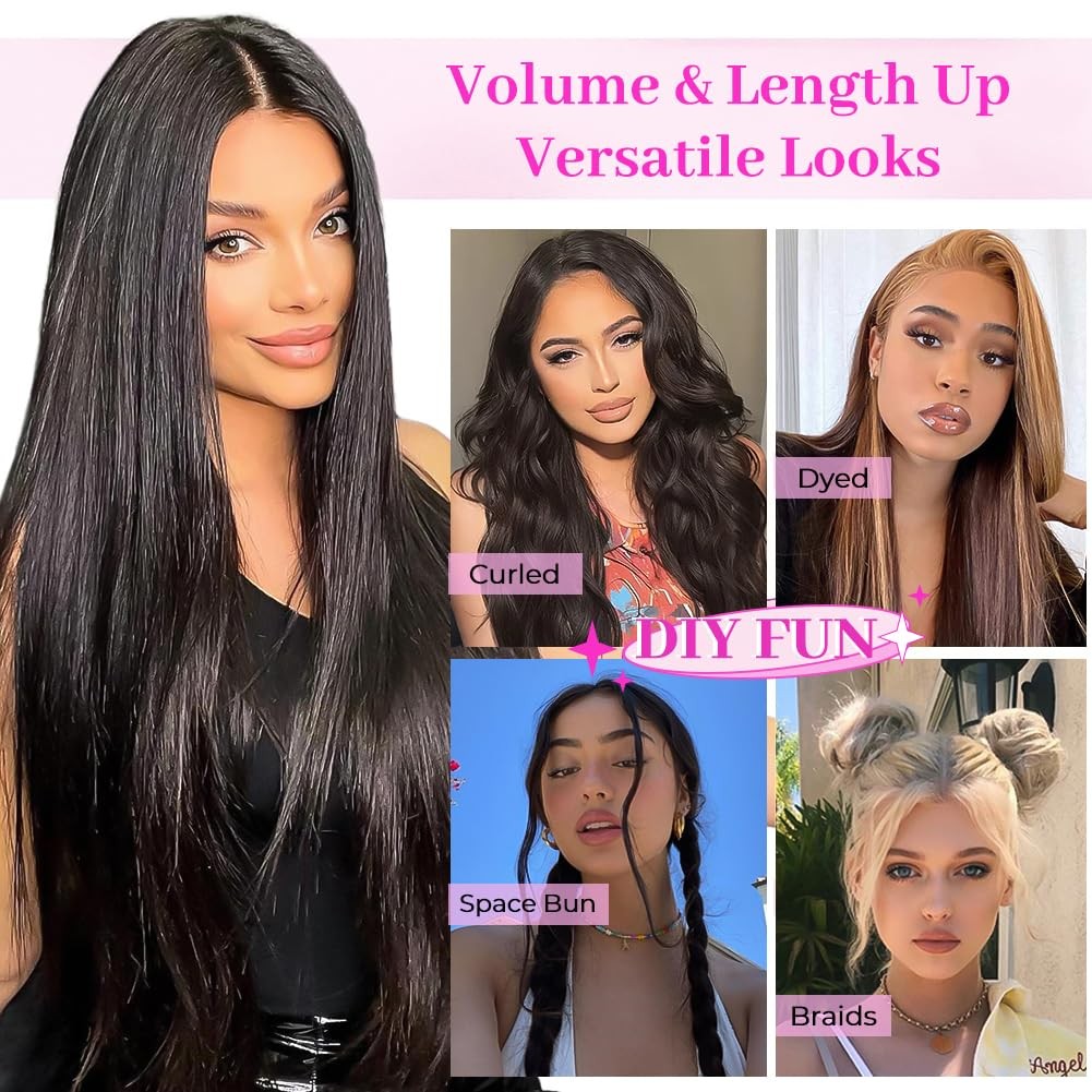 Qaore Hair Extensions Real Human Hair 24 Inch 120G 8Pcs Clip In Hair Extensions