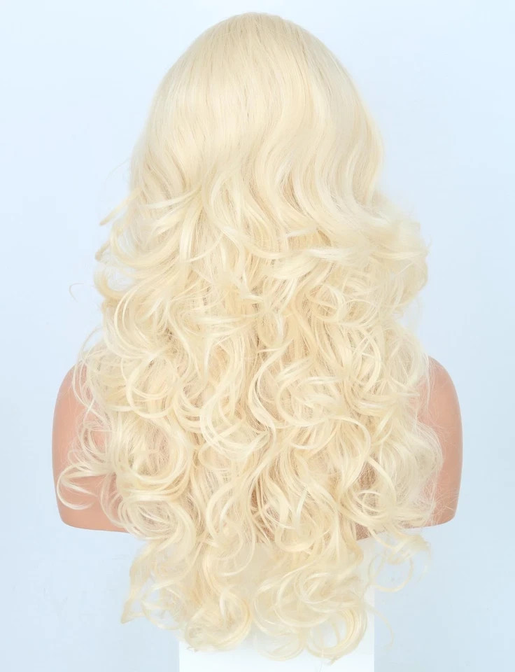Blonde Bouffant Beehive Wig Retro Long Wave Curly for Women Halloween Costume…