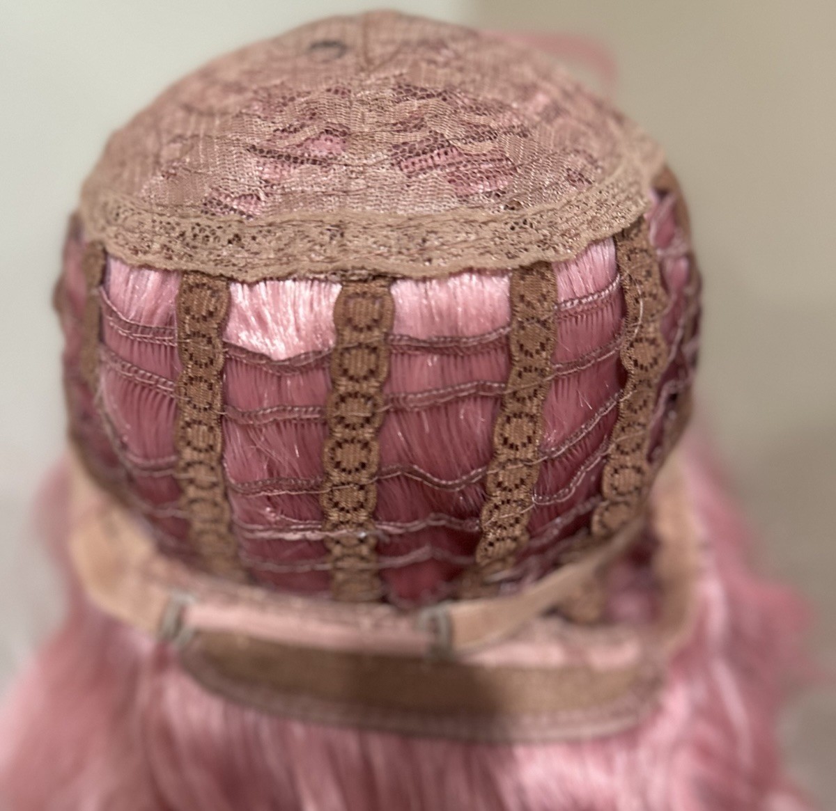 Beshe ? Lace Front Pink Curled Wavy Punk Grunge Gothic Wig 14”