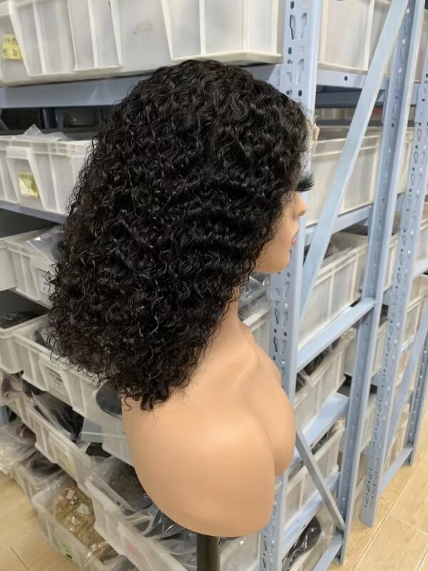 Sunature Human Hair Wigs 13X4 Full Lace Jerry Curl Black 150% 180% 8-14 inches