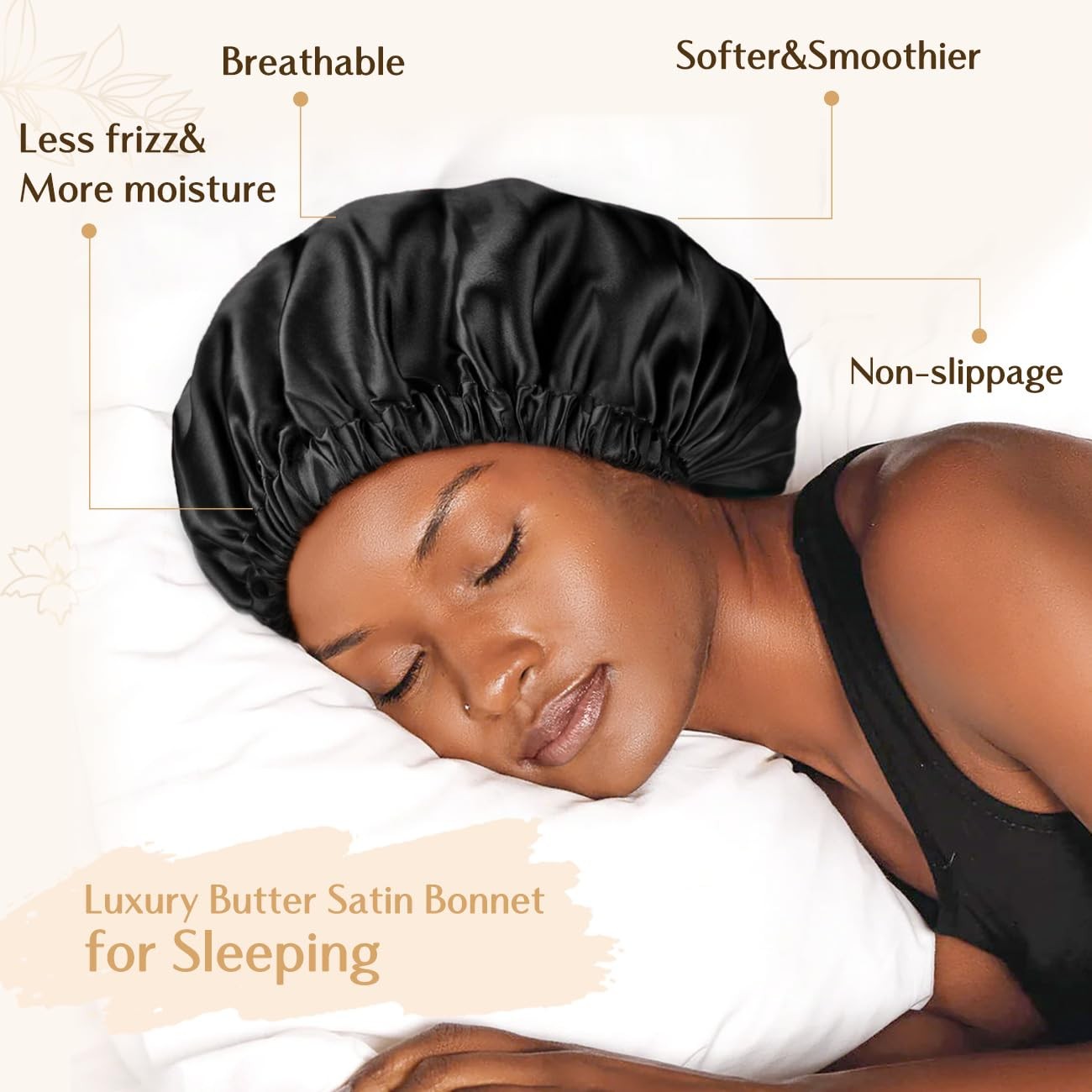 YANIBEST Adjustable Satin Bonnet Double Layer Hair Bonnet for Sleeping Bonnet…
