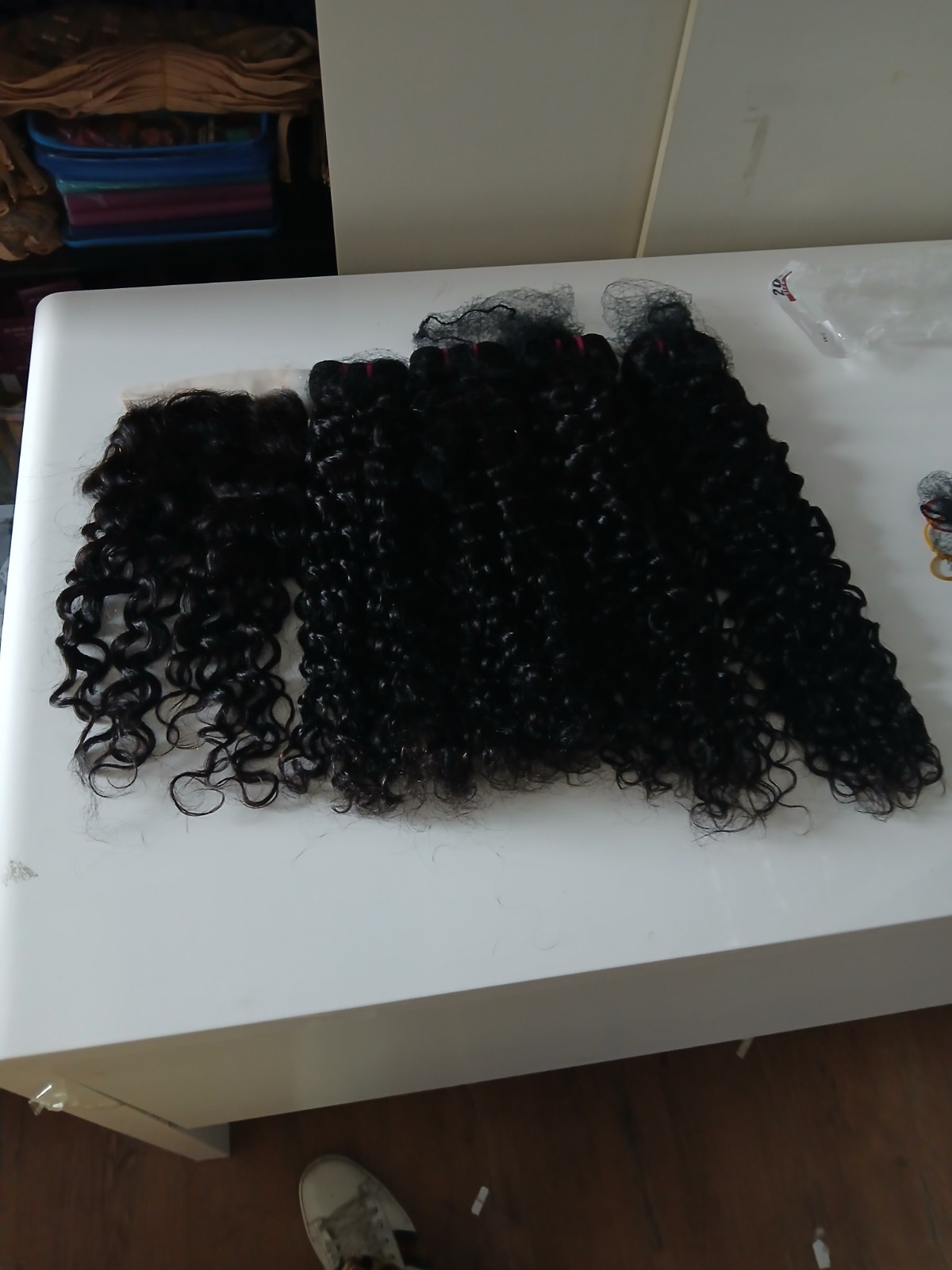 12A 18+18+20+20&16INCH 5X5 WIDER LACE CLOSURE BRAZILIAN HUMAN HAIR WATER WAVE 1B