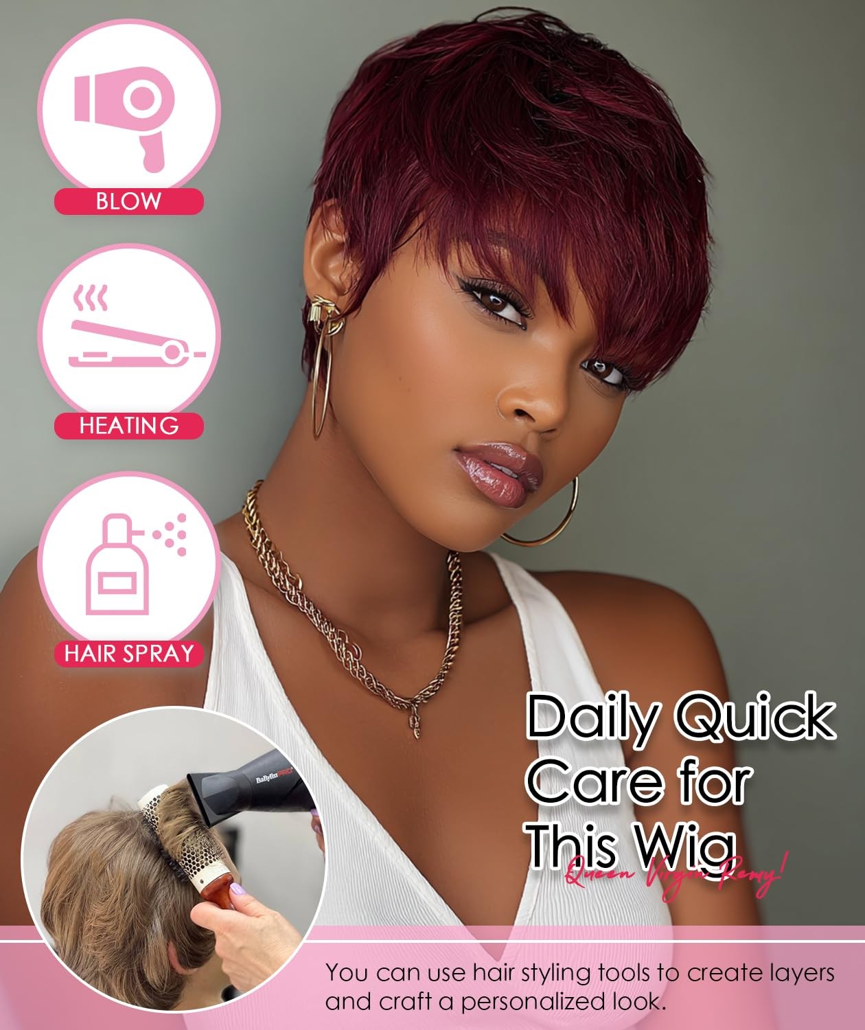 QVR Pixie Cut Wig Human Hair Wigs with Bangs Short Wigs for Black Women Human…