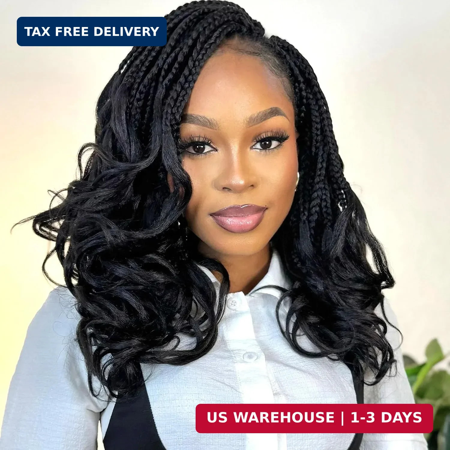 French Curl Crochet Braids 12 Inch Goddess Box Braids Crochet Hair 8 Packs Pre L