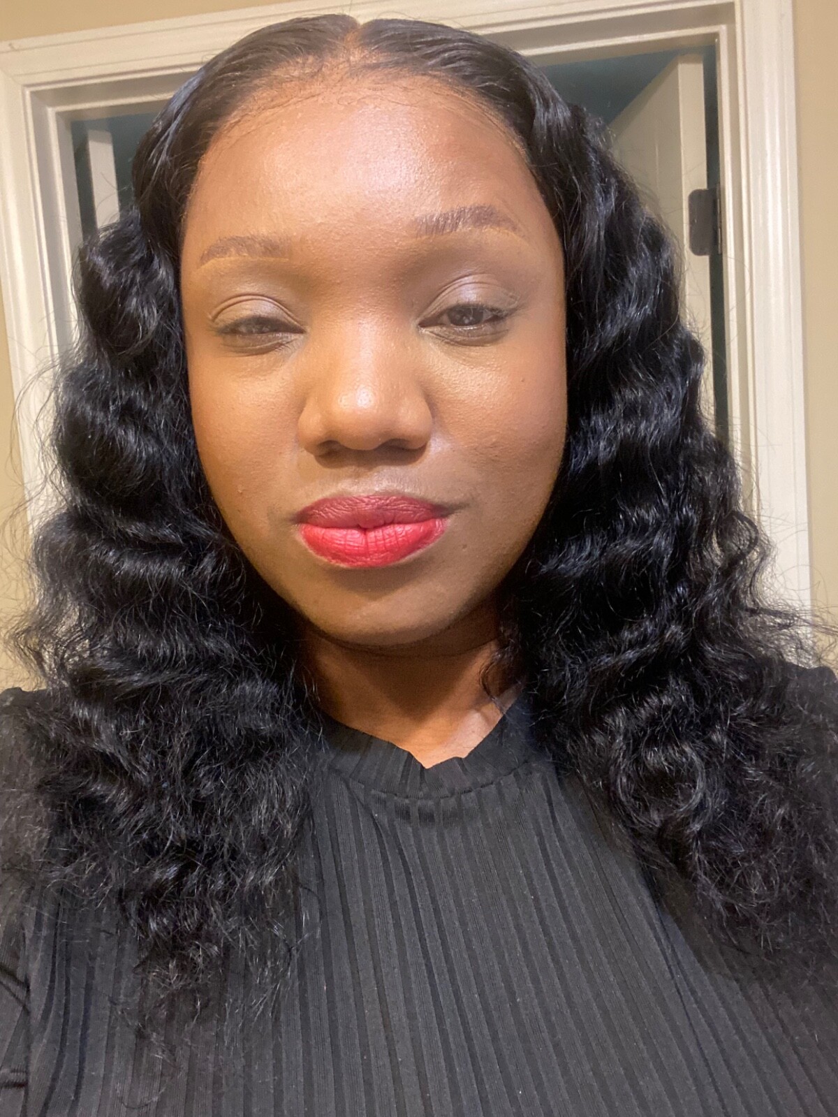 18” Deep Wave Lace Front Wig – Transparent Lace, Pre-Plucked, Pre-Bleached Knots