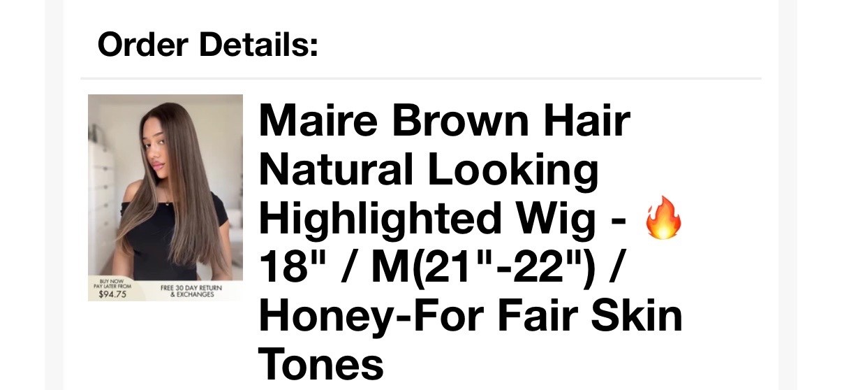 Hairvivi HH Maire wig, 18”, Med cap, Honey lace BWNT&L