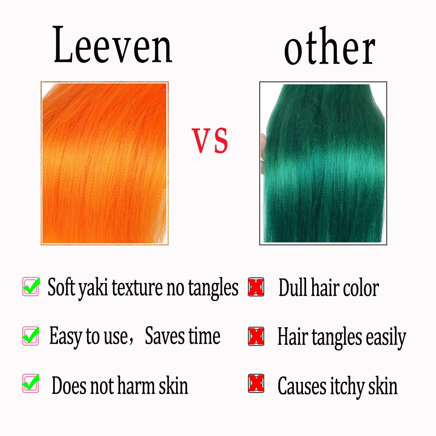 Leeven White Braiding Hair Pre Stretched 2 Packs 26 Inch (Pack of 2), White#