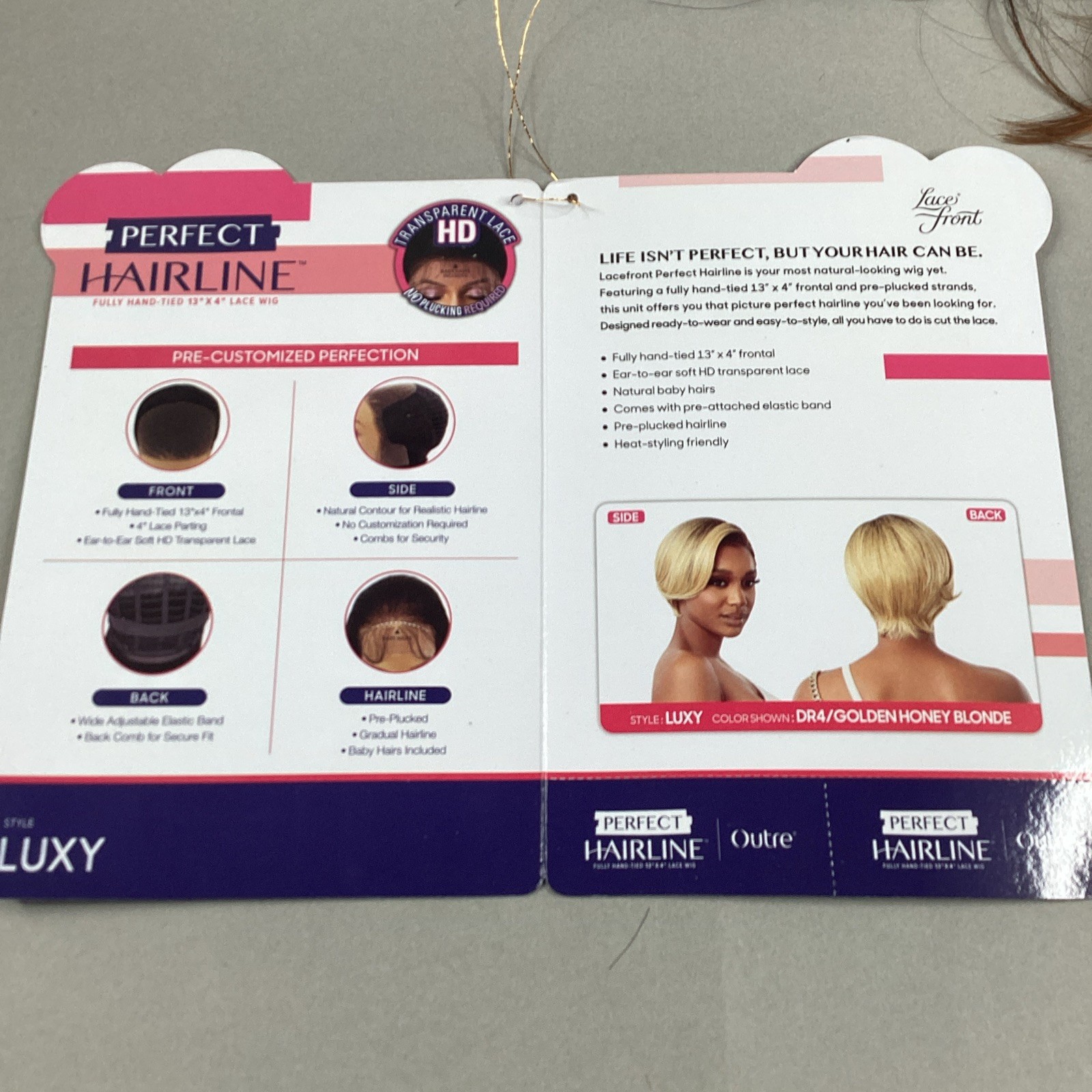 Perfect Hairline Luxy Short Straight #DRB Golden Ginger Synthetic Lace Wig