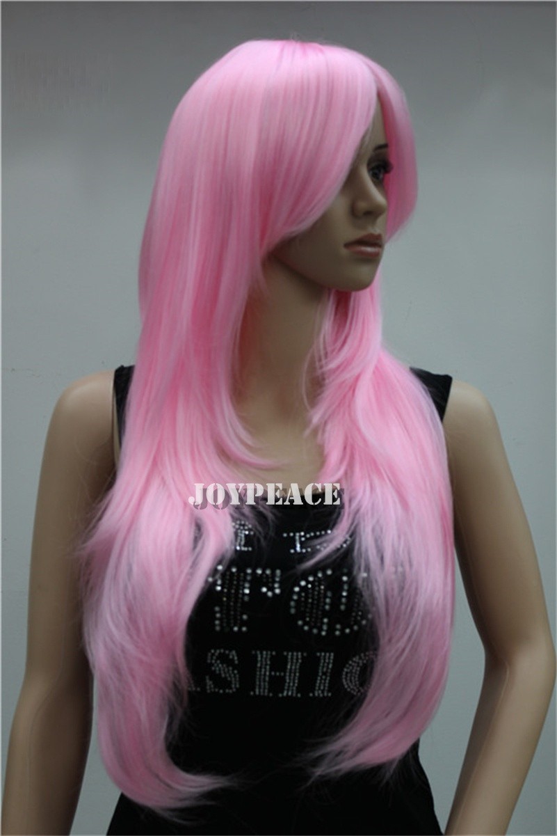 Long Straight Mixed Brown blonde Layered Synthetic Hair Dress Up Wig With Bangs